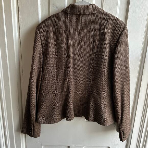 Vintage Chaps Herringbone Wool Blend Blazer Jacket Brass Buttons - Picture 7 of 8